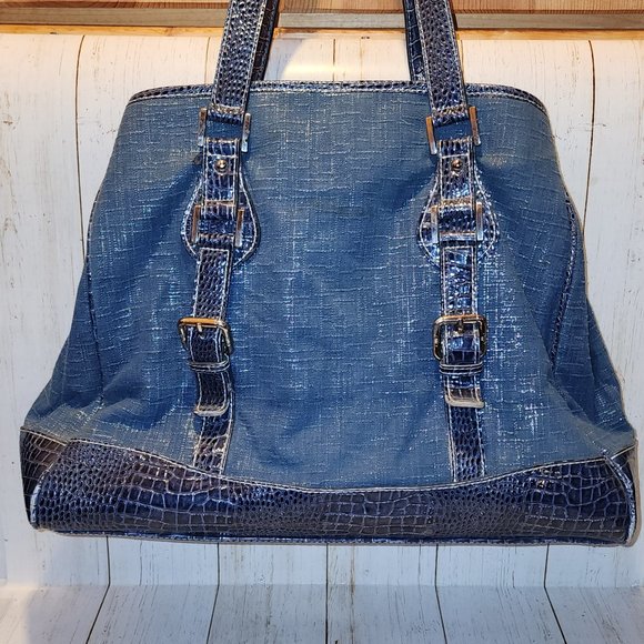 Elite models Fashion bag denim and silver sparkle with wide or button up option - Picture 4 of 9